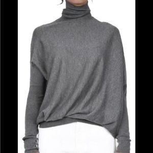 Acne dark gray merino wool turtleneck sweater; asymmetrical with pleats. Lg.